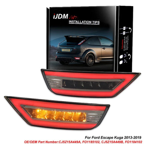 Smoked Sequential LED Bumper Reflector for Ford Escape Car Interior Accessory iJDM