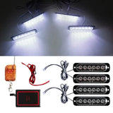 4PCS Wireless LED Strobe Grille Light Kit Universal LED Ambient Light OEM White