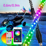 3/4/5FT LED Whip Light RGB Waterproof Multi-Color Flagpole Lamp Bowlight for Offroad Sand Rails/Buggies, SxS, ATV/UTV,RZR,Tru