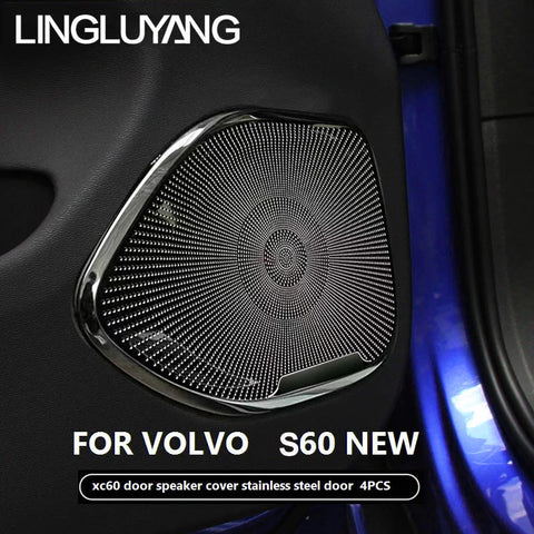 Stainless Steel Speaker Cover Trim for Volvo S60 V60 Car Interior Accessory LINGLUYANG
