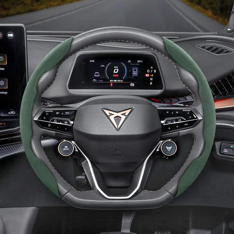 Anti-Slip Suede Buckle Cover for Cupra Models Car Interior Accessory Hocasen Green 2-Piece Set