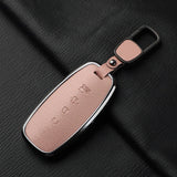 4 Button Aluminum Alloy Goatskin Car Key Case Cover for Nissan 4 Button Aluminum Alloy Car Key Case Cover OEM Pink-square buc