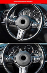 For BMW 1 2 3 4 Series X2 F20 F21 F32 F33 F12 F10 F11 F15 F16 F30 ABS Carbon Texture Car Interior Steering Wheel Cover Trim