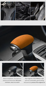 For KIA KX5 Car Gear Shift Lever Boot Cover Protection Decorative Trim Sticker Interior Tuning Accessories Made of Alcantara