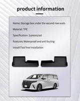 for Toyota Alphard Verfire 40 Series 2023 2024 Underseat Storage Box TPE Car Second Row Seat Lower Tray Organizer Accessories