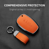 Aluminum Alloy Goatskin Car Key Case Cover For Lincoln Continental MKC MKZ MKX 2017 2018 2019 Navigator Nautilus keychain Key