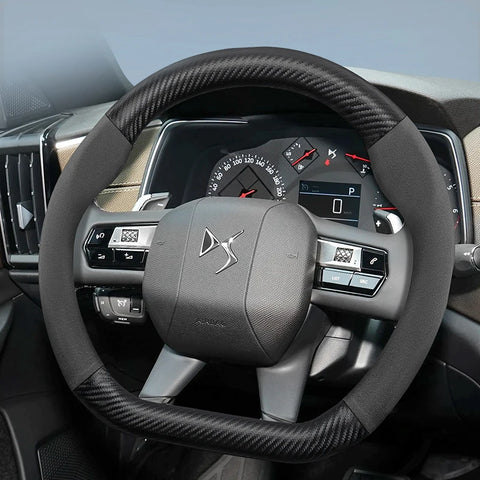 DS Suede Matte Carbon Fiber Steering Wheel Cover Car Interior Accessory Hocasen