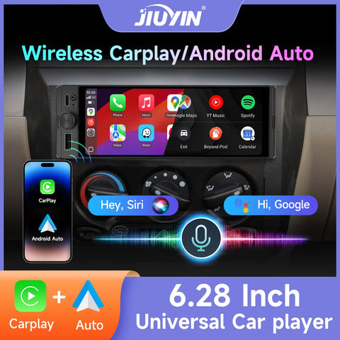 6.28-Inch Single Din Multimedia Player for Universal Vehicles Portable CarPlay Screen JIUYIN