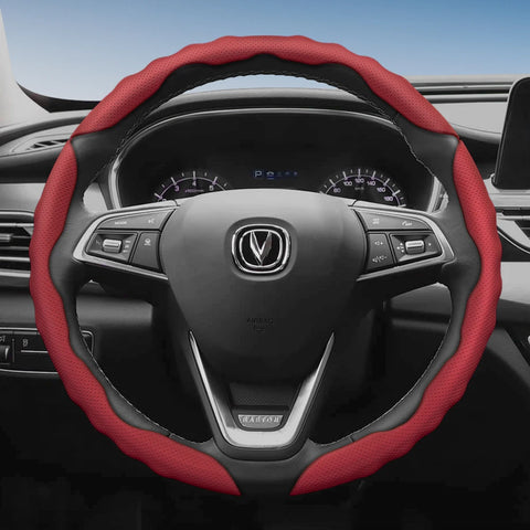 Changan Sporty Breathable Leather Wheel Cover Car Interior Accessory Hocasen Red Round 3Pc