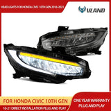 LED Headlights w/DRL & Sequential Signal for Civic 16-21 Car Interior Accessory Vland