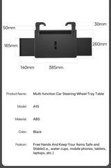 Car Tray Table Food Tray Desk Folding Laptop Desk Auto Steering Wheel Tray Mount Adjustable Water Cup Computer Bracket