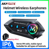 Waterproof Helmet Bluetooth Headset for Motorcycle Riding Car Speaker AKAMATE