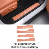 For Leapmotor C10 C16 Car Leather Door Sill Strip Welcome Pedal Anti Kick Pad Scratch-resistant Sticker Interior Accessories