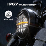 Emark 5.75 Inch LED Headlight For Harley Dyna Softail Sportster Triumph Victory 5 3/4 Headlamp With Hi/low Beam DRL 12V Led L