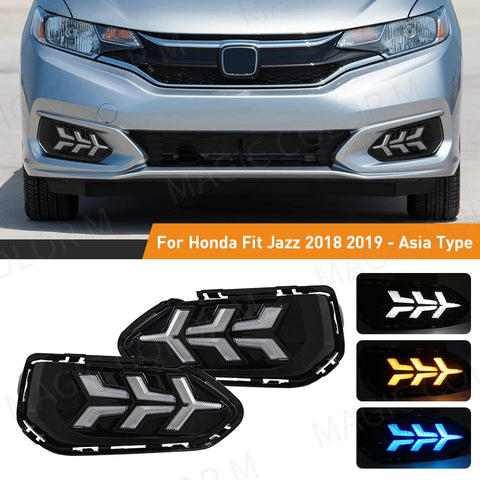 3-Function LED DRL Fog Lamps for Honda Fit 2018-2019 LED Ambient Light MAGIC COLORM