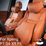 For Xpeng P7 G6 X9 P5 Car Neck Pillow Leather Lumbar Support Pillow Breathable Seat Waist Pad Cushion Auto Interior Accessori