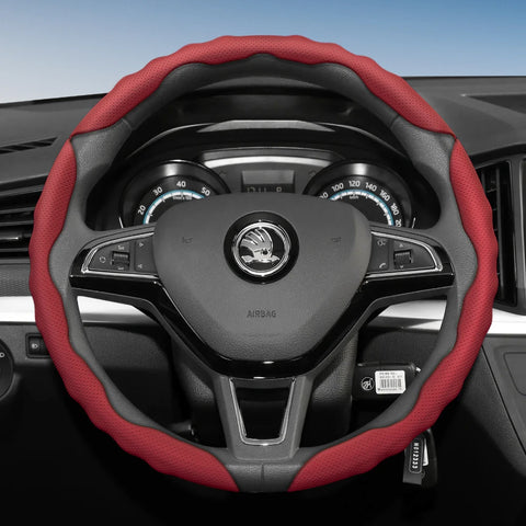 Wavy Sports Cover for Skoda Octavia Fabia Kodiaq Car Interior Accessory Hocasen Red Round 3Pc