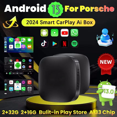 Wireless Android 13 AI Box for Porsche 718 Panamera Macan CarPlay Adapter OEM