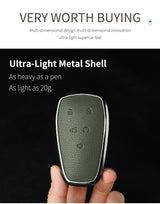 Aluminum Alloy Goatskin Car Key Case Cover For Changan Eado Unit CS35plus CS55plus CS75plus Car Key Protection Shell Accessories
