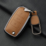 Metal and Leather 3 Button Car Key Case Cove For VW Volkswagen Beetle Caddy Eos Golf Jetta Polo Scirocco Tiguan Touran UP