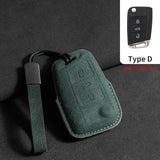 Suede Car Remote Key Case Cover for Volkswagen Golf