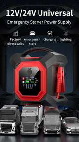 Heavy-Duty 12V/24V Jump Starter, Instant Start for Dead Batteries, Multi-Port Charging & Emergency Lighting Jump Starter Minu