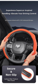 Premium Suede Snap-On Cover for Ram Steering Car Interior Accessory Hocasen