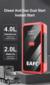 EAFC 12V Car Jump Starter Power Bank Portable Car Battery Booster Charger Starting Device Auto Emergency Start-up Lighting Ju