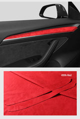 Top Suede For Tesla Model 3 (2020-2023) Model Y (2020-) Door Inner Handle Trim Sticker Car Premium Interior Tuning Accessories