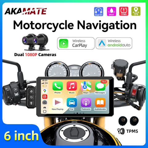 6 Inch Motorcycle GPS DVR with Quick Release Bracket Android Head Unit AKAMATE