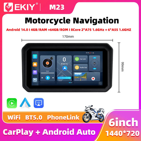 6 inch Wireless GPS Head Unit for Universal Motorcycle Android Head Unit EKIY