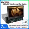 7" Retractable Screen 1Din Car Radio Universal