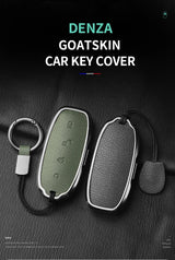 Metal and Leather Car Key Case Cover For BYD Denza D9 DM-i 2022 2023 N7 N8 Auto Keychain Protect Set Car Key Case OEM