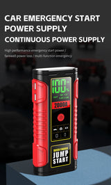 12V All-in-One Car Emergency Tool: 2000A Jump Starter, Portable Power Bank & LED Light Car Emergency Tool MINUS TWO Red