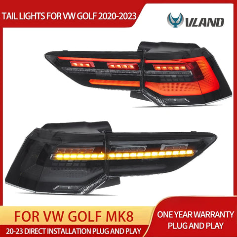 VW Golf MK8 LED Tail Lights with Sequential Signal Tail Light Assembly Vland