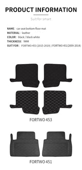 Anti-Slip Leather Floor Mats for Smart Fortwo 451 453