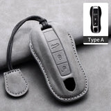 Car Key Case Cover Shell For Porsche Panamera Spyder Carrera Macan Cayman Cayenne 911 970 981 991 Leather Car Keychain