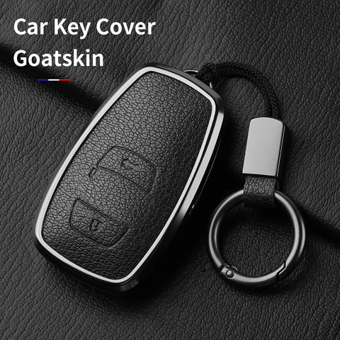 Aluminum Alloy Goatskin Car Key Case Cover for Subaru BRZ XV SV Forester Legacy Outback Crosstrek Impreza WRX Ascent keychain