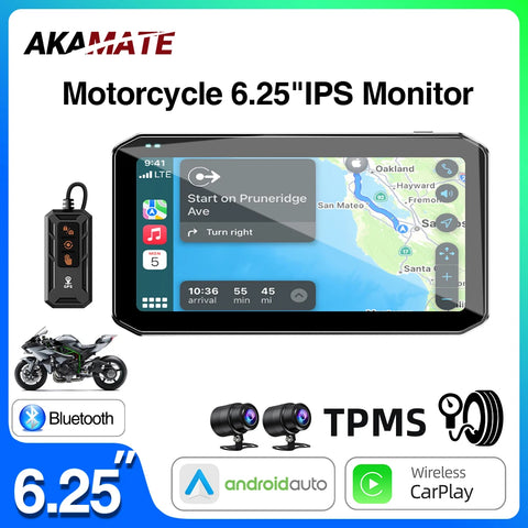 6.25 inch Motorcycle GPS Monitor DVR for Universal Android Head Unit AKAMATE