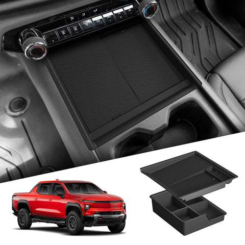 Chevy Silverado EV 2024-2026 Center Console Storage Box Tray Double-layer Organizer Accessories Tidying ABS 2PCS Car Interior