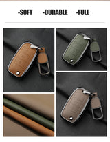 Metal and Leather 3 Button Car Key Case Cove For VW Volkswagen Beetle Caddy Eos Golf Jetta Polo Scirocco Tiguan Touran UP Car