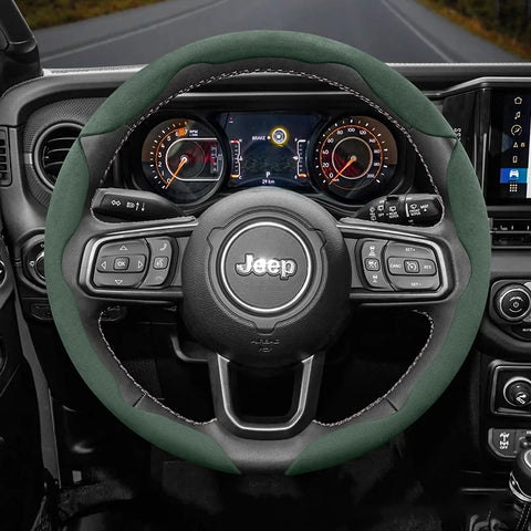 Steering Wheel Cover Anti-Slip for Jeep SUV Models Car Interior Accessory Hocasen Green 3-Piece Set