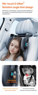 360° Adjustable Memory Foam Car Headrest Pillow Ice-silk Fabric for Kids & Adults Car Travel