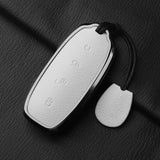 Metal and Leather Car Key Case Cover For BYD Denza D9 DM-i 2022 2023 N7 N8 Auto Keychain Protect Set