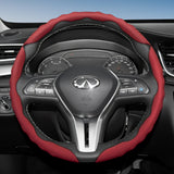 Wave-Shaped Sport Leather Cover for Infiniti Car Interior Accessory Hocasen Red Round 3Pc