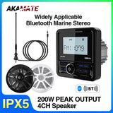 Waterproof Bluetooth Marine Radio for Boats RVs Car Interior Accessory AKAMATE