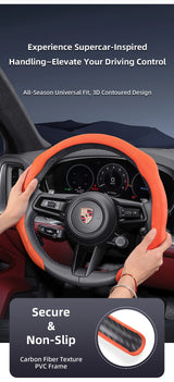 Premium Suede Steering Wheel Cover for Porsche Cars Car Interior Accessory Hocasen