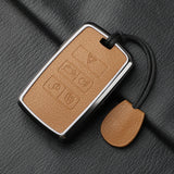 Metal and Leather Car Key Case Cover for Land Rover Range Rover Discovery Evoque Sport Velar Key Protection Shell Accessories