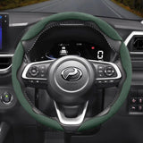 Perodua Suede Buckle Steering Wheel Cover Brown Car Interior Accessory Hocasen Green 3-Piece Set
