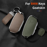 Aluminum Alloy Goatskin Car Key Case Cover for BMW G38 G12 F49 i20 G07 G08 1 5 7 Series x1 x5 x7 ix XM i7 M760 Keychain Car K